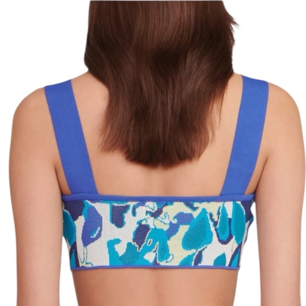 Staud Zola Knit Crop Top in Pacific Paradise SZ XL New - Picture 2 of 3